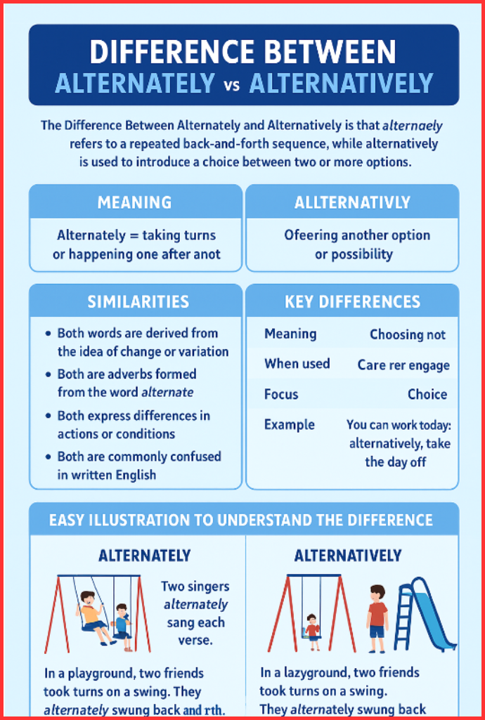 Difference Between Alternately and Alternatively