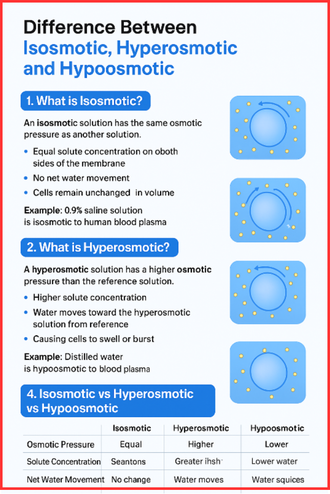 Difference Between Isosmotic Hyperosmotic and Hypoosmotic