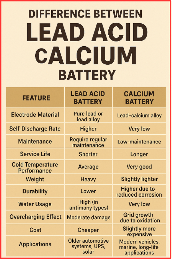 Difference Between Lead Acid and Calcium Batteries