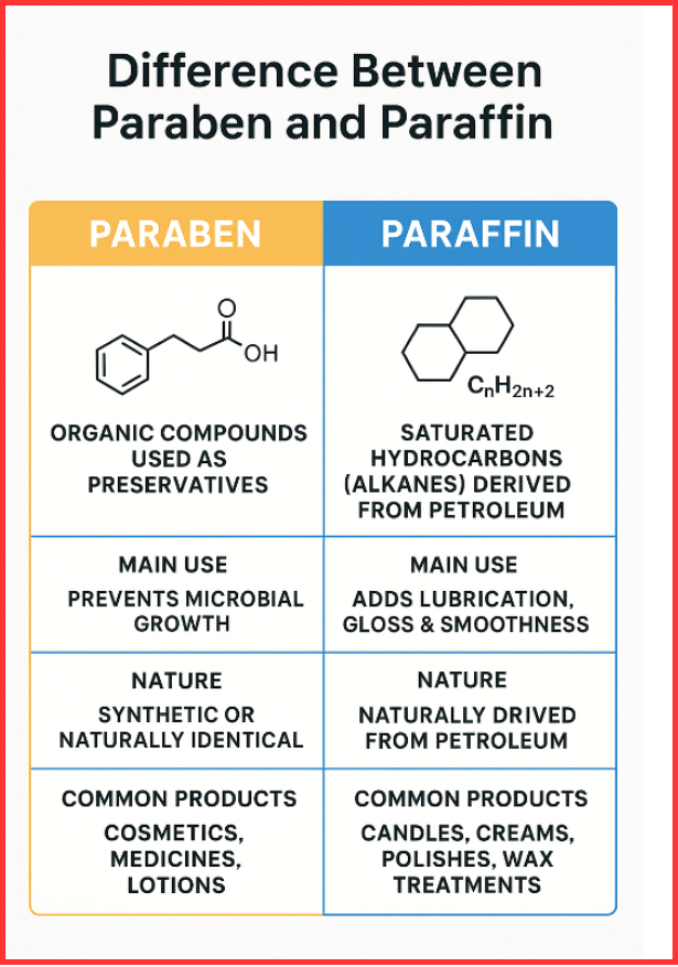 Difference Between Paraben and Paraffin