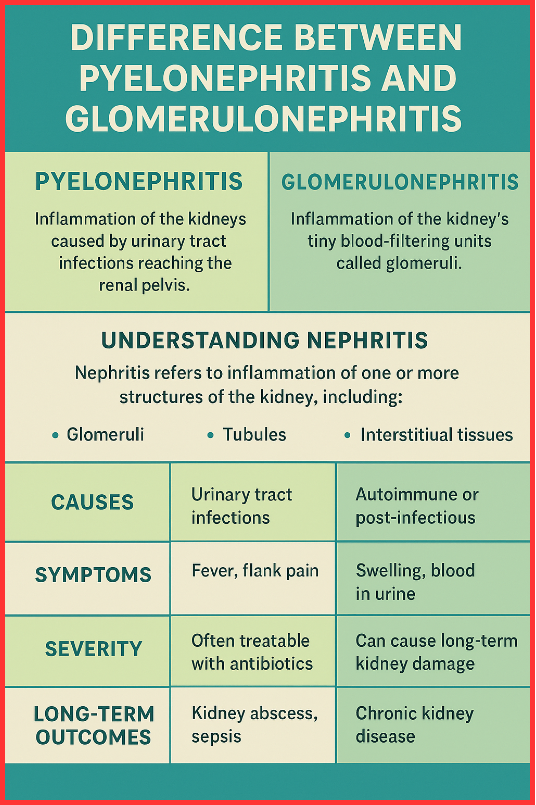 Difference Between Pyelonephritis and Glomerulonephritis