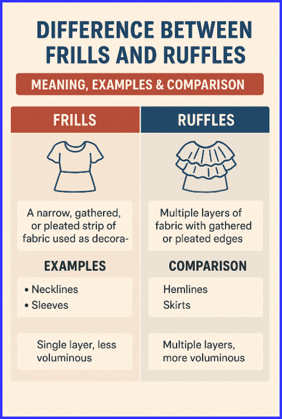 difference between frills and ruffles 