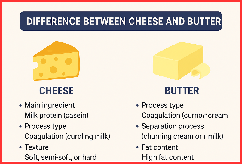 difference betwween cheese and butter
