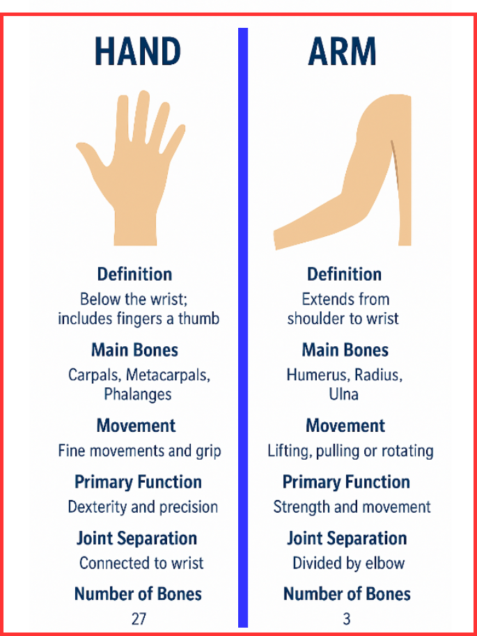 hand vs arm-key differences