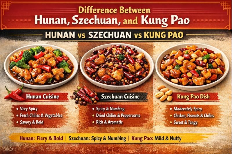Difference Between Hunan, Szechuan, and Kung Pao 