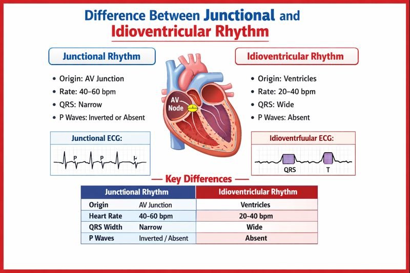 Difference Between Junctional and Idioventricular Rhythm