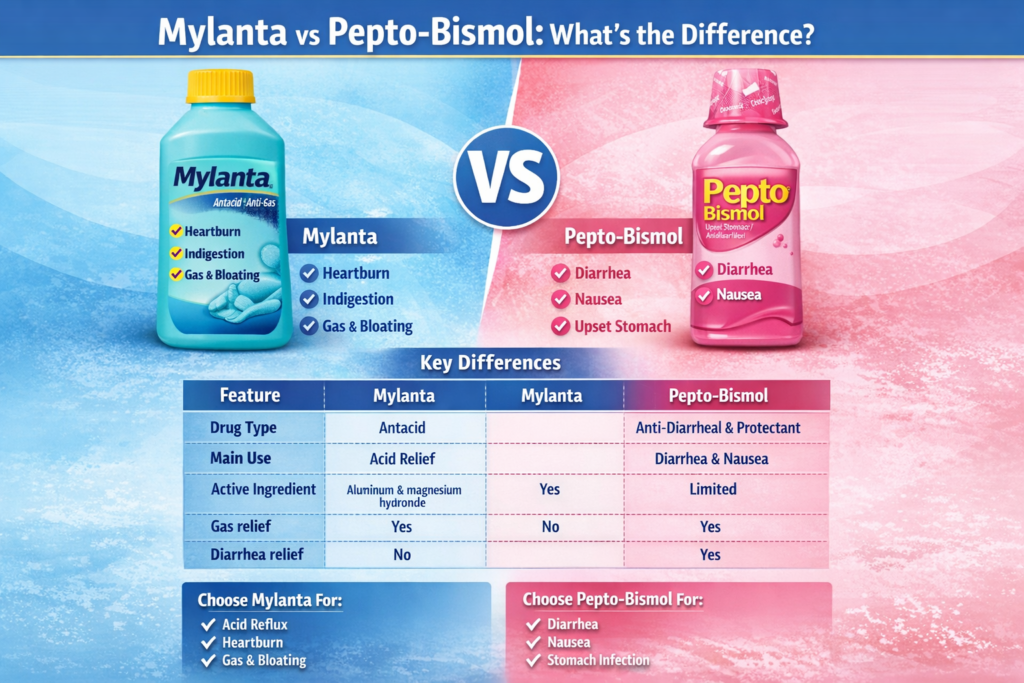 Mylanta vs Pepto Bismol  key differences explained