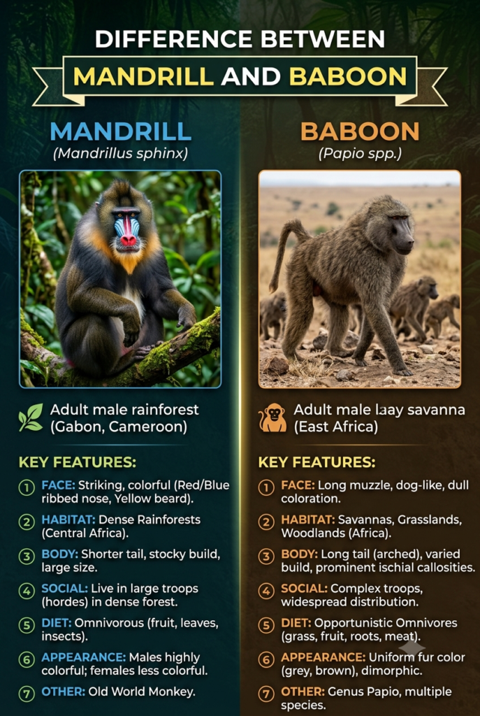 Difference Between Mandrill and Baboon