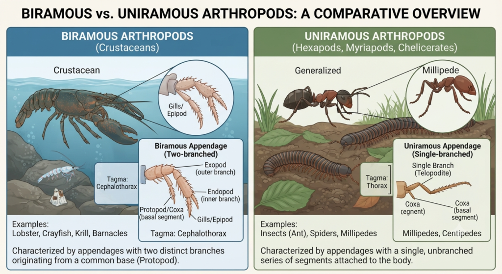 Biramous Arthropods vs. Uniramous Arthropods