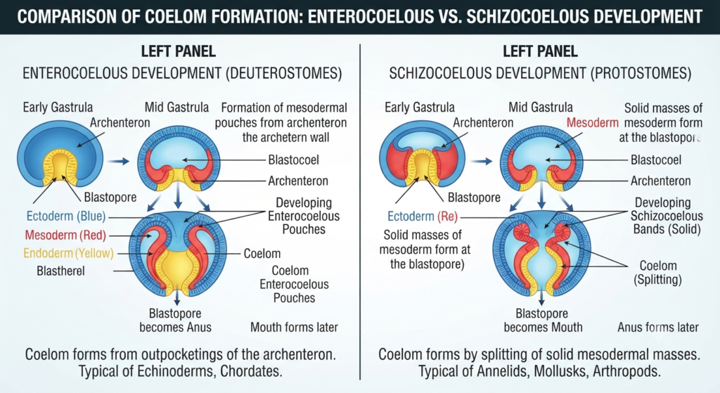 Enterocoelous vs. Schizocoelous