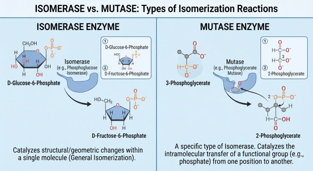 Isomerase Enzyme vs. Mutase Enzyme
