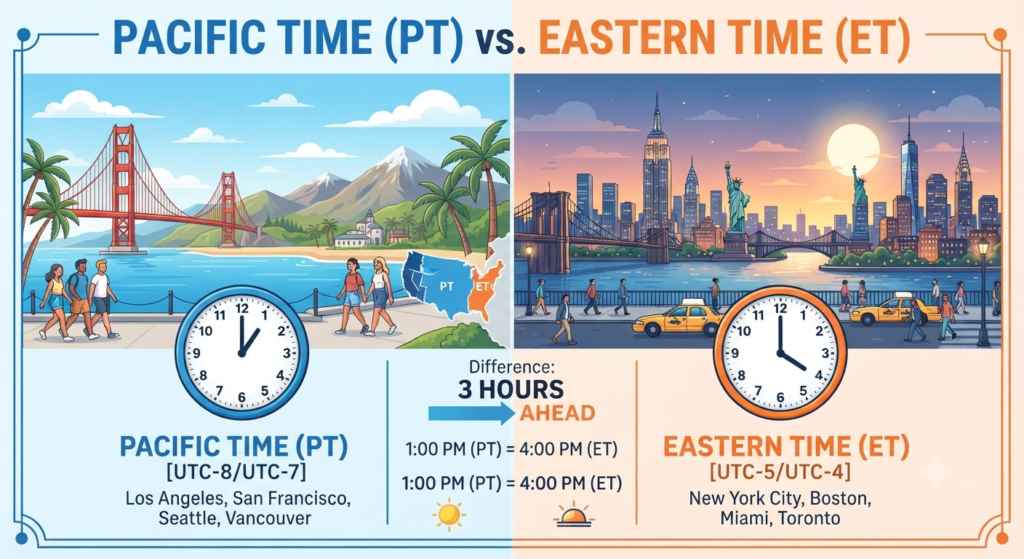 Pacific Time vs. Eastern Time