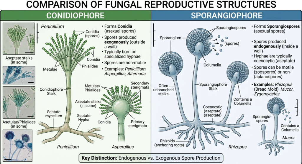 Conidiophore vs. Sporangiophore