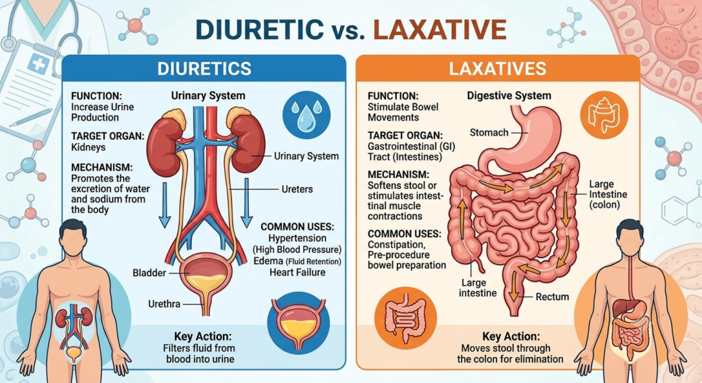 Diuretic vs. Laxative