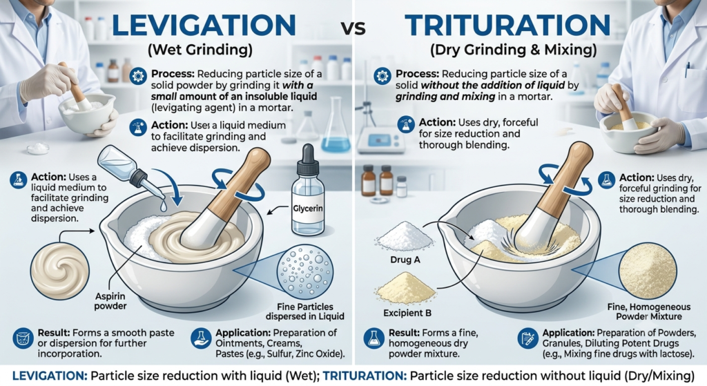 Levigation vs. Trituration